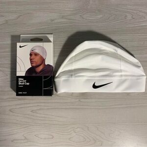 Nike Dri-FIT White Skull Cap with Black Swoosh